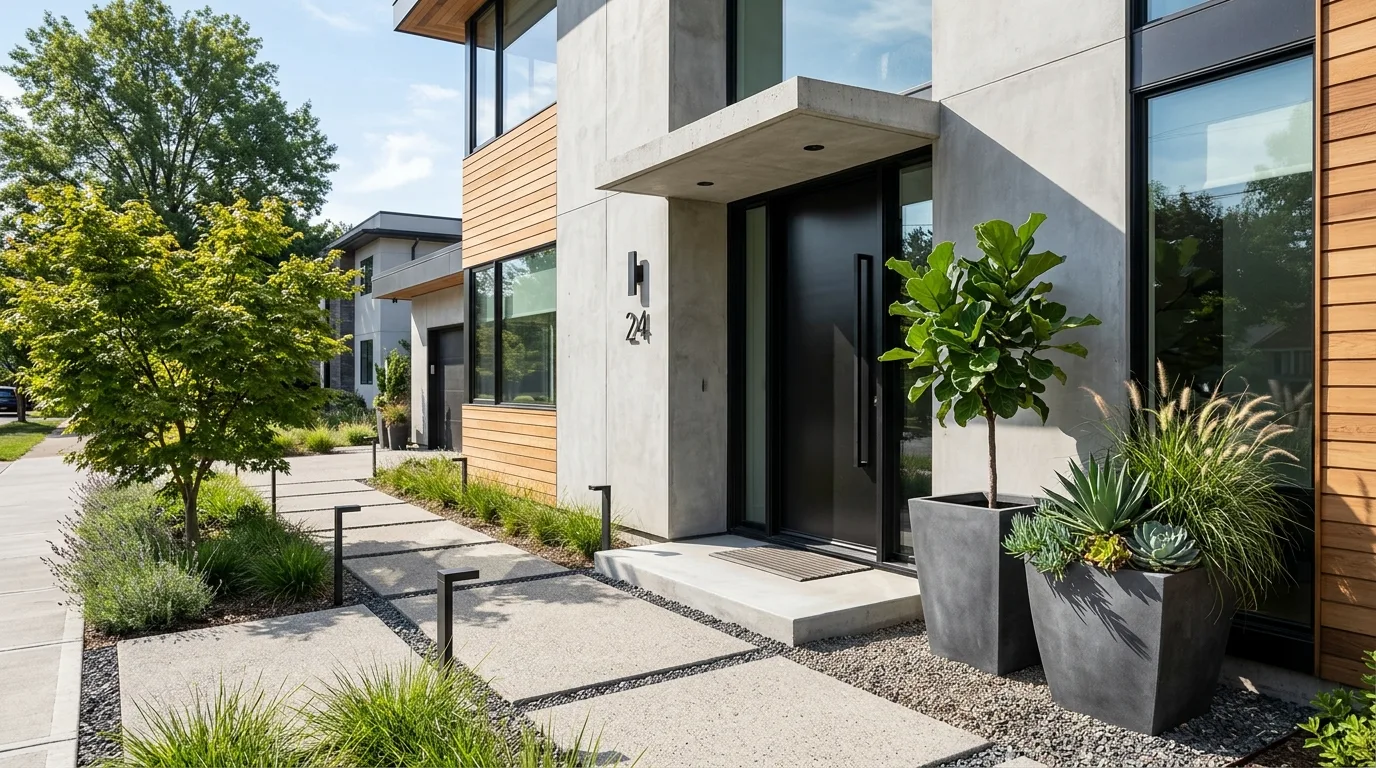 Planters Framing the Entry
